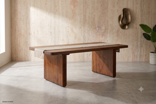 Monolithic 6-seater solid Teak dining table
