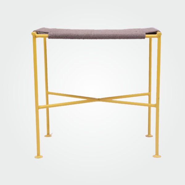 Square side stool and bench cotton rope woven by hand, iron stand