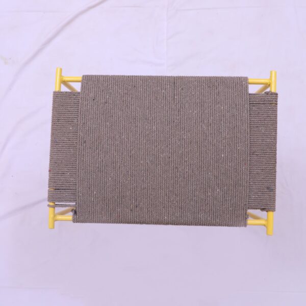 Square side stool and bench cotton rope woven by hand, iron stand - Image 8