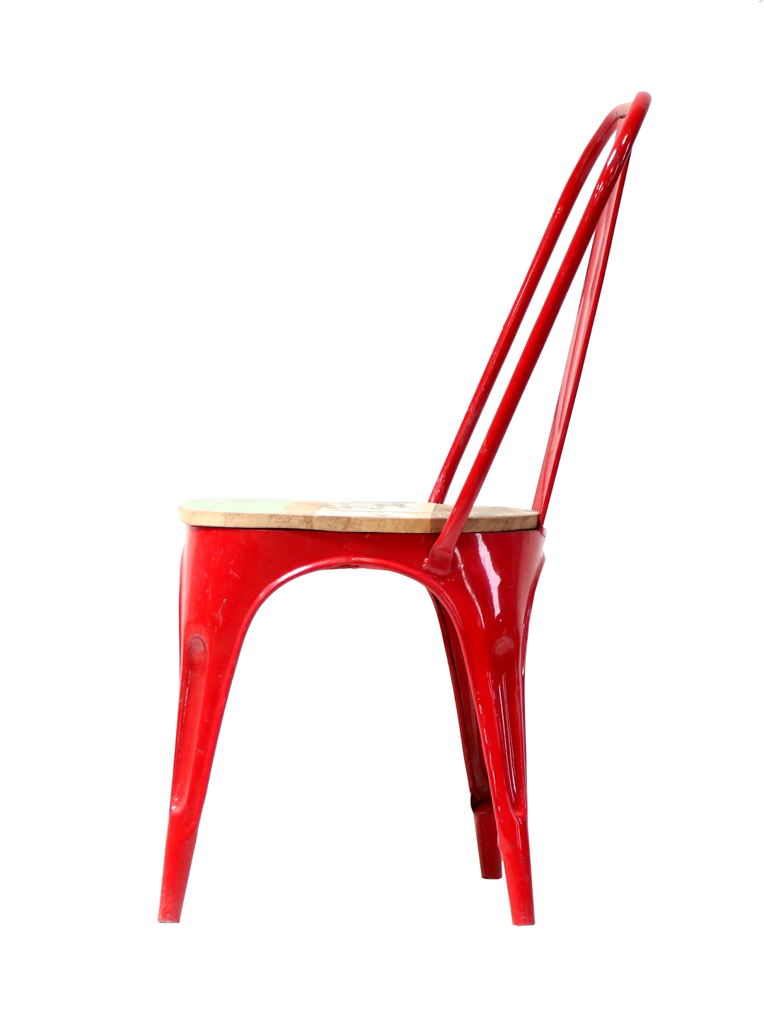 IRON CHAIR WITH WOODEN SEAT - Image 3
