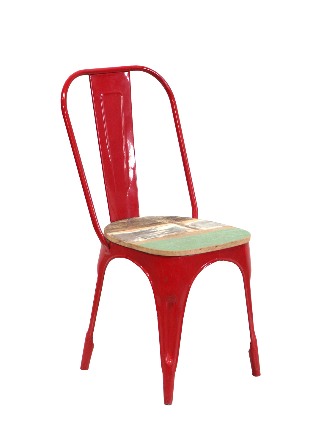 IRON CHAIR WITH WOODEN SEAT